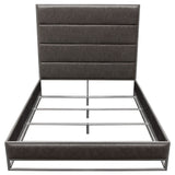 Empire Eastern King Bed in Weathered Grey PU with Hand brushed Silver Metal Frame by Diamond Sofa