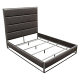 Empire Eastern King Bed in Weathered Grey PU with Hand brushed Silver Metal Frame by Diamond Sofa