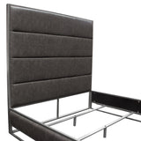 Empire Eastern King Bed in Weathered Grey PU with Hand brushed Silver Metal Frame by Diamond Sofa