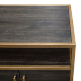 Empire 2-Door End Table in Dark Brown Veneer w/ Hand brushed Gold Metal Frame by Diamond Sofa