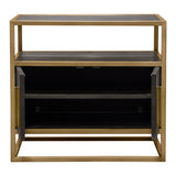 Empire 2-Door End Table in Dark Brown Veneer w/ Hand brushed Gold Metal Frame by Diamond Sofa