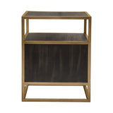 Empire 2-Door End Table in Dark Brown Veneer w/ Hand brushed Gold Metal Frame by Diamond Sofa