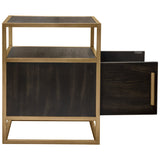 Empire 2-Door End Table in Dark Brown Veneer w/ Hand brushed Gold Metal Frame by Diamond Sofa