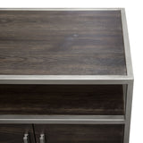 Empire 2-Door End Table in Dark Brown Veneer w/ Hand brushed Silver Metal Frame by Diamond Sofa