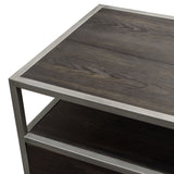 Empire 2-Door End Table in Dark Brown Veneer w/ Hand brushed Silver Metal Frame by Diamond Sofa