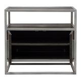 Empire 2-Door End Table in Dark Brown Veneer w/ Hand brushed Silver Metal Frame by Diamond Sofa