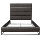 Empire Queen Bed in Weathered Grey PU with Hand brushed Silver Metal Frame by Diamond Sofa