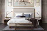 Empire Queen Bed in Sand Fabric with Hand brushed Gold Metal Frame by Diamond Sofa