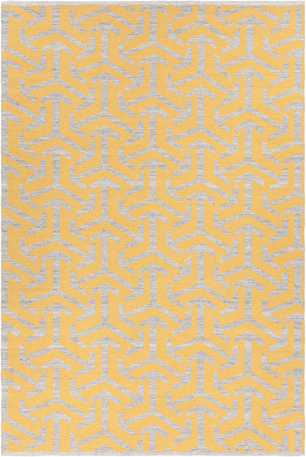 Chandra Rugs Enaya 100% Recycled Polyester Hand-Woven Contemporary Rug Grey/Gold 7'9 x 10'6