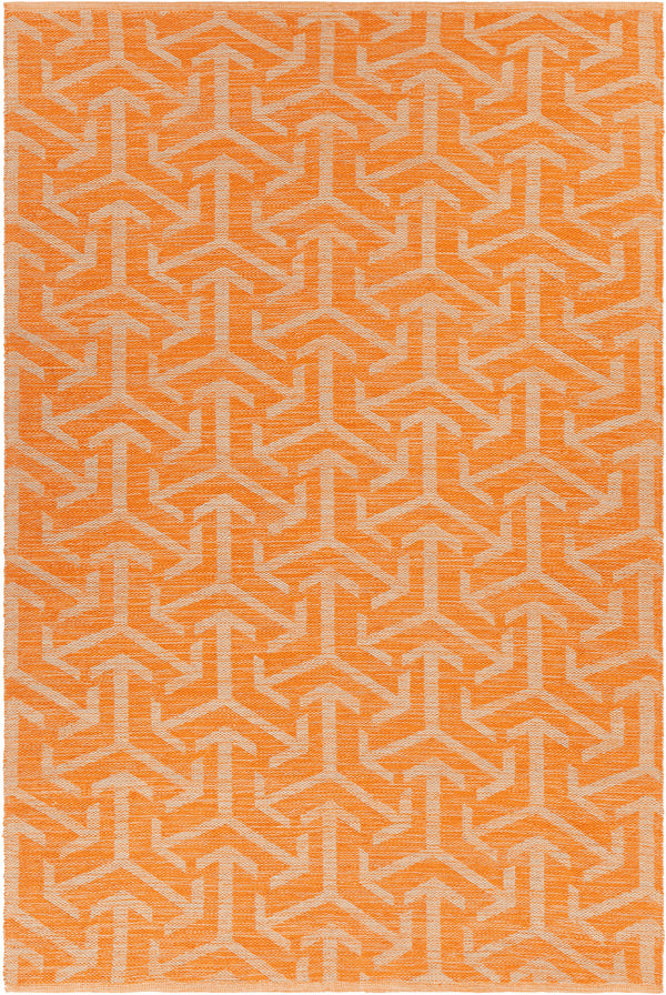 Chandra Rugs Enaya 100% Recycled Polyester Hand-Woven Contemporary Rug Orange/Tan 7'9 x 10'6