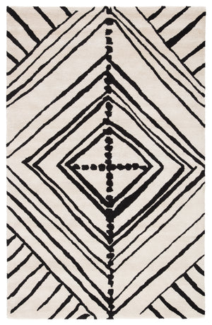 Nikki Chu by Jaipur Living Gemma Handmade Abstract White/ Black Area Rug (9'X12')