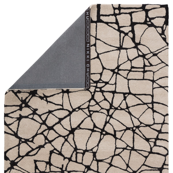 Nikki Chu by Jaipur Living Chandler Handmade Abstract Cream/ Black Area Rug (10'X14')