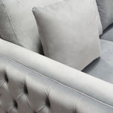 Envy Loveseat in Platinum Grey Velvet with Tufted Outside Detail and Silver Metal Trim by Diamond Sofa