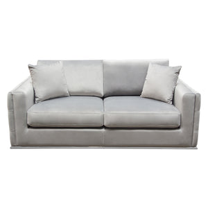 Envy Loveseat in Platinum Grey Velvet with Tufted Outside Detail and Silver Metal Trim by Diamond Sofa