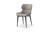 Morocco Dining Chair, Light Gray Faux Leather In The Front, Warm Dark Gray On The Back, Sanded B...