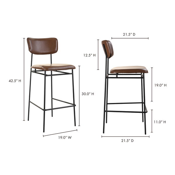 Moe's Home Sailor Bar Stool Dark Brown EQ-1014-20