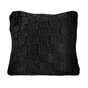 HiEnd Accents Chess Knit Euro Sham ES1735-OS-BL Black 85% acrylic, 15% wool 27x27x3