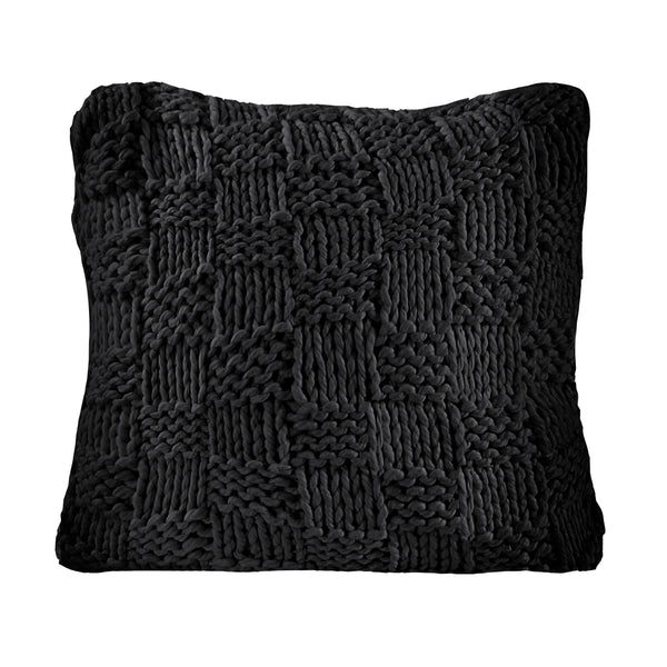 HiEnd Accents Chess Knit Euro Sham ES1735-OS-BL Black 85% acrylic, 15% wool 27x27x3