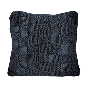 HiEnd Accents Chess Knit Euro Sham ES1735-OS-NA Navy 85% acrylic, 15% wool 27x27x3