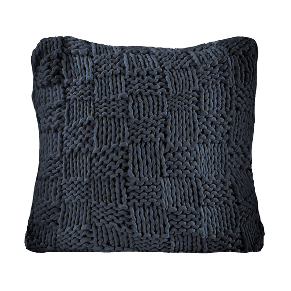 HiEnd Accents Chess Knit Euro Sham ES1735-OS-NA Navy 85% acrylic, 15% wool 27x27x3