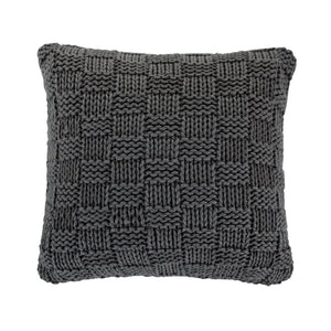 HiEnd Accents Chess Knit Euro Sham ES1735-OS-SL Slate 85% acrylic, 15% wool 27x27x3