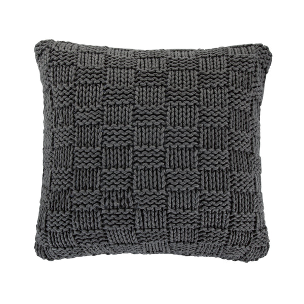 HiEnd Accents Chess Knit Euro Sham ES1735-OS-SL Slate 85% acrylic, 15% wool 27x27x3