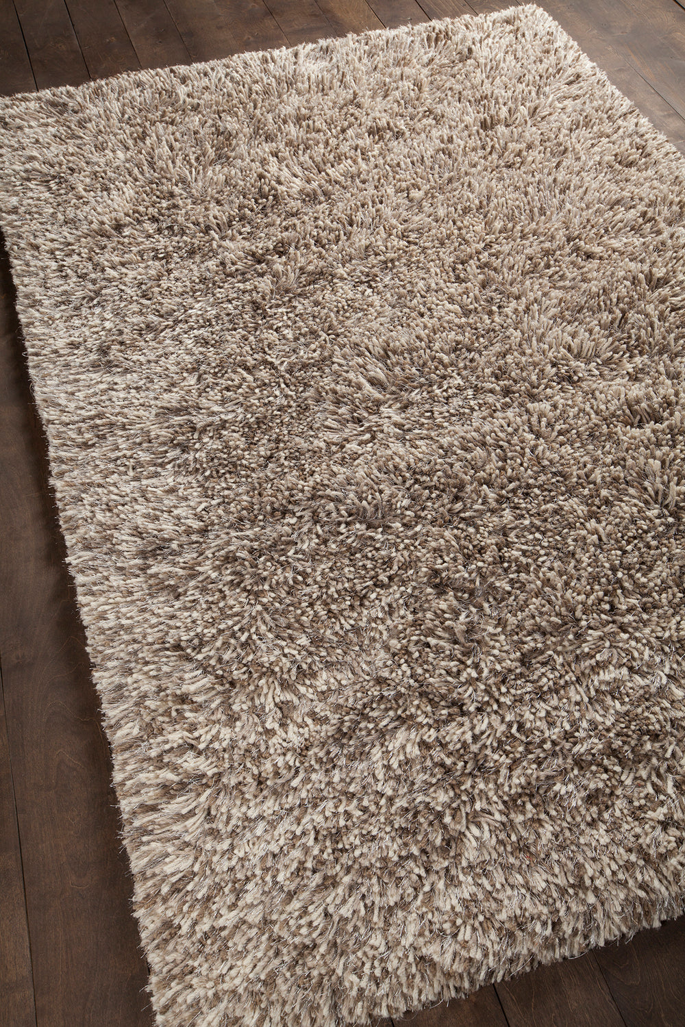 Chandra Rugs Estilo 70% Wool + 30% Polyester Hand-Woven Contemporary Shag Rug Taupe/Ivory 9' x 13'