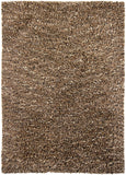 Chandra Rugs Estilo 70% Wool + 30% Polyester Hand-Woven Contemporary Shag Rug Tan/Brown/Ivory/Black 9' x 13'