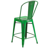 English Elm EE1789 Contemporary Commercial Grade Metal Colorful Restaurant Counter Stool Green EEV-13519