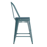 English Elm EE1790 Contemporary Commercial Grade Metal Colorful Restaurant Counter Stool Kelly Blue-Teal/Teal-Blue EEV-13531