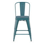 English Elm EE1790 Contemporary Commercial Grade Metal Colorful Restaurant Counter Stool Kelly Blue-Teal/Teal-Blue EEV-13531