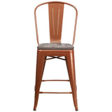 English Elm EE1792 Contemporary Commercial Grade Metal/Wood Colorful Restaurant Counter Stool Copper EEV-13544