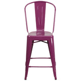 English Elm EE1791 Contemporary Commercial Grade Metal Colorful Restaurant Counter Stool Purple EEV-13541