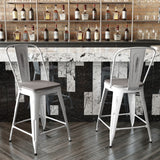English Elm EE1790 Contemporary Commercial Grade Metal Colorful Restaurant Counter Stool White/Gray EEV-13536