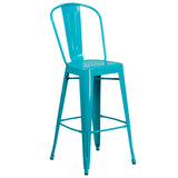 English Elm EE1795 Contemporary Commercial Grade Metal Colorful Restaurant Barstool Crystal Teal-Blue EEV-13569
