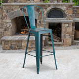 English Elm EE1793 Contemporary Commercial Grade Metal Colorful Restaurant Barstool Kelly Blue-Teal EEV-13551