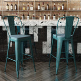 English Elm EE1794 Contemporary Commercial Grade Metal Colorful Restaurant Barstool Kelly Blue-Teal/Teal-Blue EEV-13562