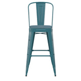 English Elm EE1794 Contemporary Commercial Grade Metal Colorful Restaurant Barstool Kelly Blue-Teal/Teal-Blue EEV-13562
