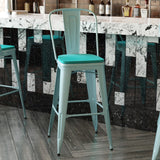 English Elm EE1794 Contemporary Commercial Grade Metal Colorful Restaurant Barstool Mint Green/Mint Green EEV-13563