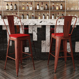 English Elm EE1794 Contemporary Commercial Grade Metal Colorful Restaurant Barstool Kelly Red/Red EEV-13565