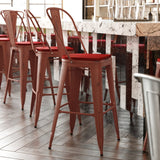 English Elm EE1794 Contemporary Commercial Grade Metal Colorful Restaurant Barstool Kelly Red/Red EEV-13565