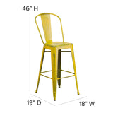 English Elm EE1793 Contemporary Commercial Grade Metal Colorful Restaurant Barstool Yellow EEV-13556