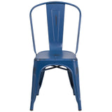 English Elm EE1788 Contemporary Commercial Grade Metal Colorful Restaurant Chair Antique Blue EEV-13504