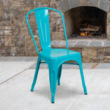 English Elm EE1797 Contemporary Commercial Grade Metal Colorful Restaurant Chair Crystal Teal-Blue EEV-13577