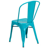 English Elm EE1797 Contemporary Commercial Grade Metal Colorful Restaurant Chair Crystal Teal-Blue EEV-13577