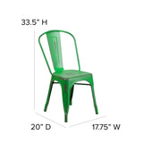 English Elm EE1788 Contemporary Commercial Grade Metal Colorful Restaurant Chair Green EEV-13508