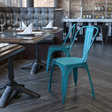 English Elm EE1788 Contemporary Commercial Grade Metal Colorful Restaurant Chair Kelly Blue-Teal EEV-13509