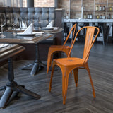 English Elm EE1788 Contemporary Commercial Grade Metal Colorful Restaurant Chair Orange EEV-13510