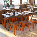 English Elm EE1803 Industrial Commercial Grade Metal Colorful Restaurant Barstool - Set of 4 Orange EEV-13600