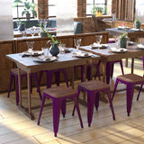 English Elm EE1803 Industrial Commercial Grade Metal Colorful Restaurant Barstool - Set of 4 Purple EEV-13601